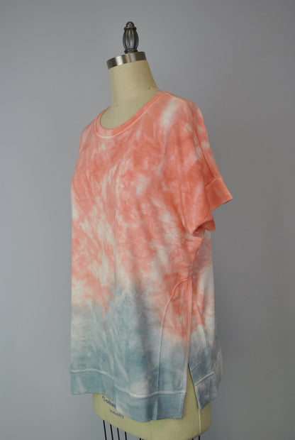 Cutoff Sleeve Tie Dye Top -- Desert Sand Misty Fog S/S (D190692)