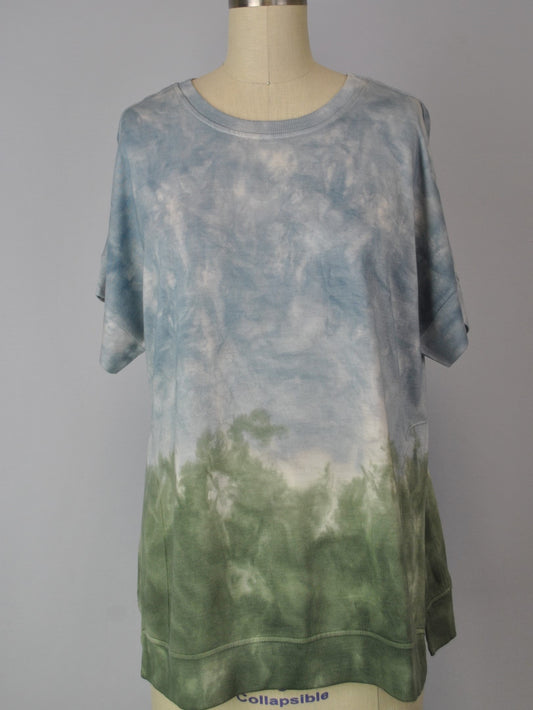 Cutoff Sleeve Tie Dye Top -- Grizzly Stone S/S (D190692)