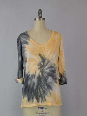 Roll Sleeve Swirl Tie Dye Top - Butter Phantom (D190701)