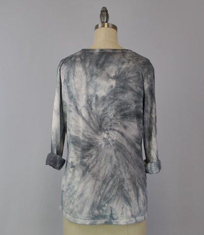 Roll Sleeve Swirl Tie Dye Top - Grizzly Phantom (D190701)