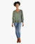 Sweater-like V Neck Top - Khaki green (D190713)