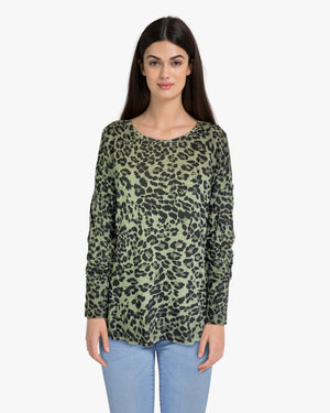 Cheetah Print Pullover Top - D2248 (Cactus)