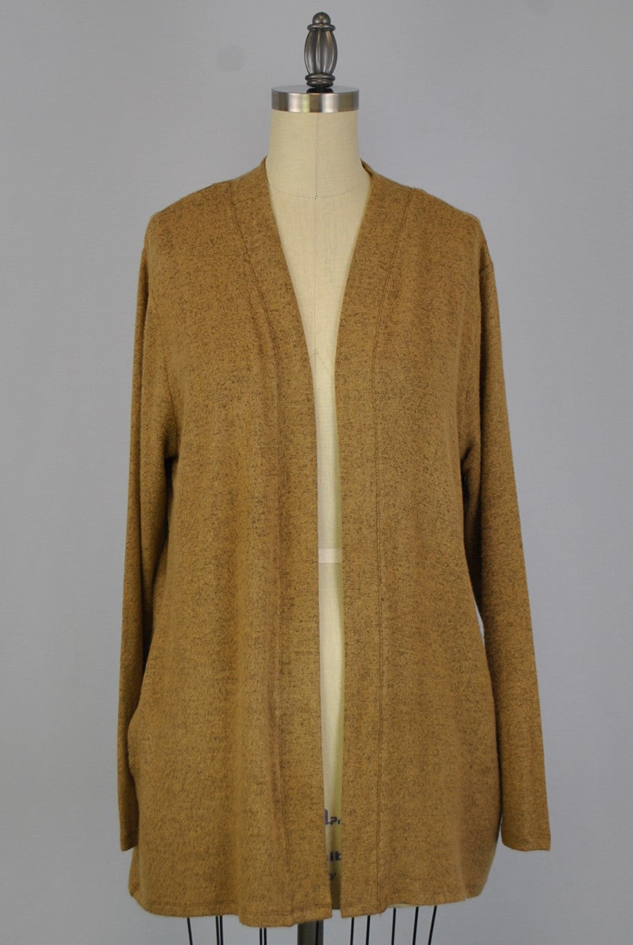 Open Front Sweater-like Cardigan - Taupe