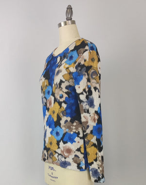 Scoop Neck Sweater-like Top - Royal Flora