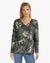 Sweater-like V Neck Print Top - Flower (D24556Y)