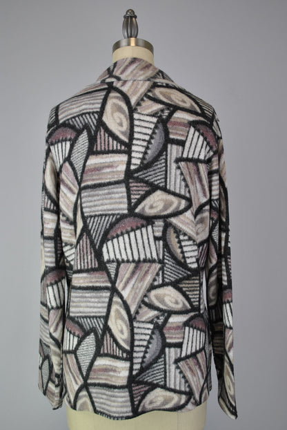 Mock Neck Sweater-like Yummy Top - Pink and Grey Circle (D26028)