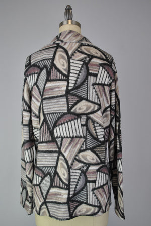 Mock Neck Sweater-like Yummy Top - Pink and Grey Circle (D26028)