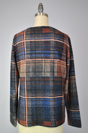 Mock Boat Neck Sweater-like Top - Blue Copper (D26078A)