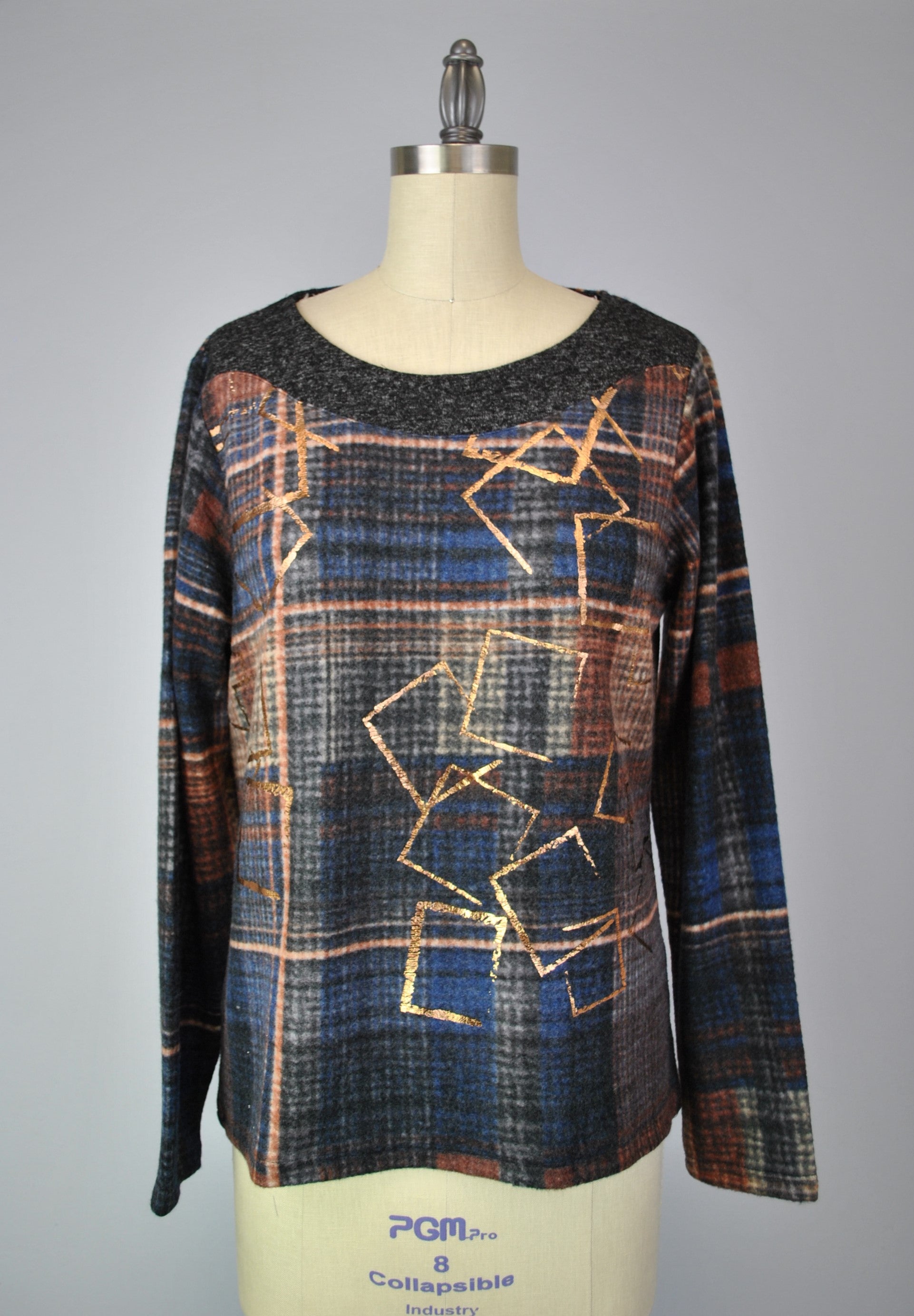 Mock Boat Neck Sweater-like Top - Blue Copper (D26078A)