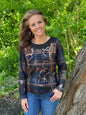 Mock Boat Neck Sweater-like Top - Blue Copper (D26078A)