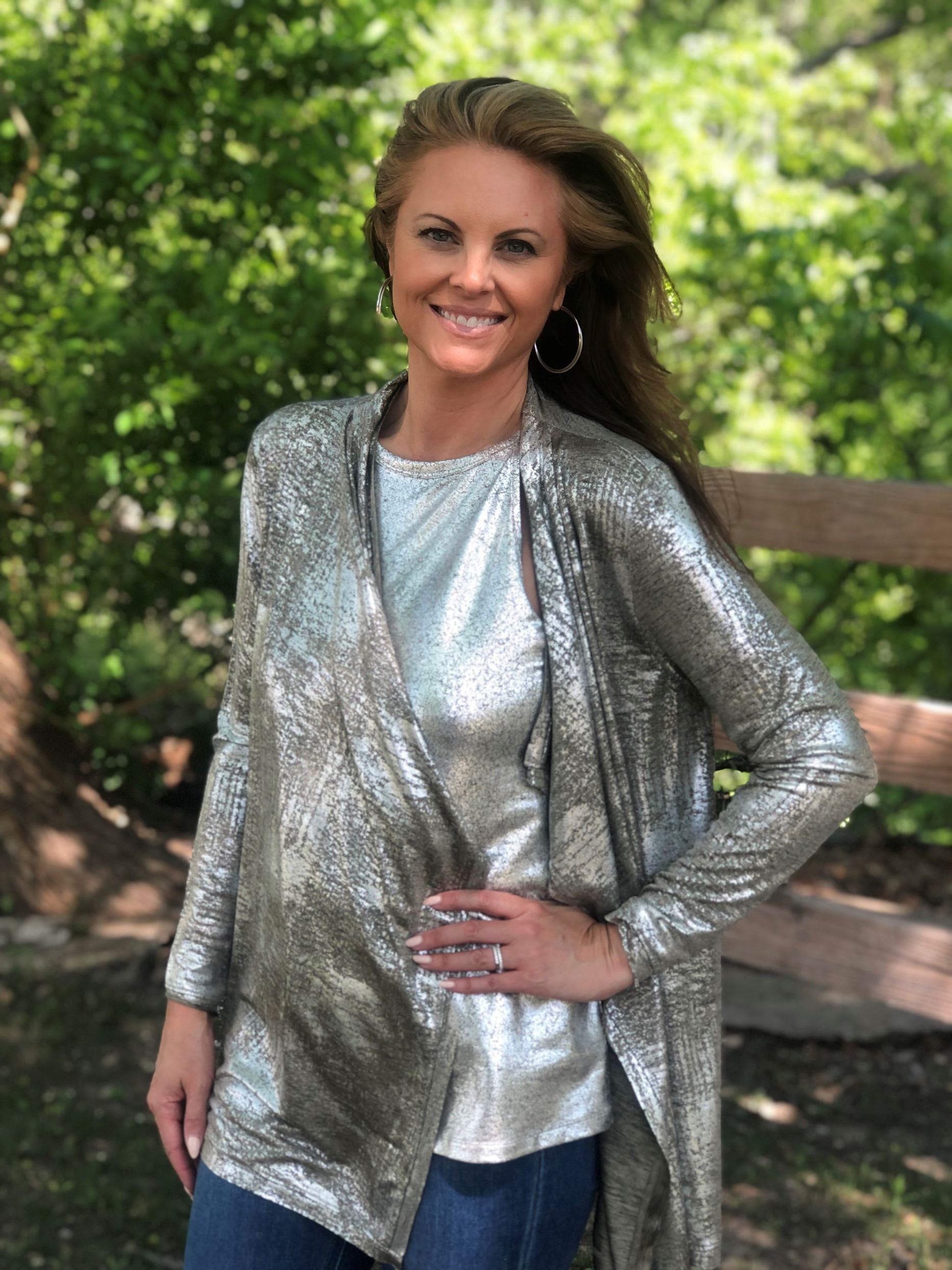 Silver cardigan shop
