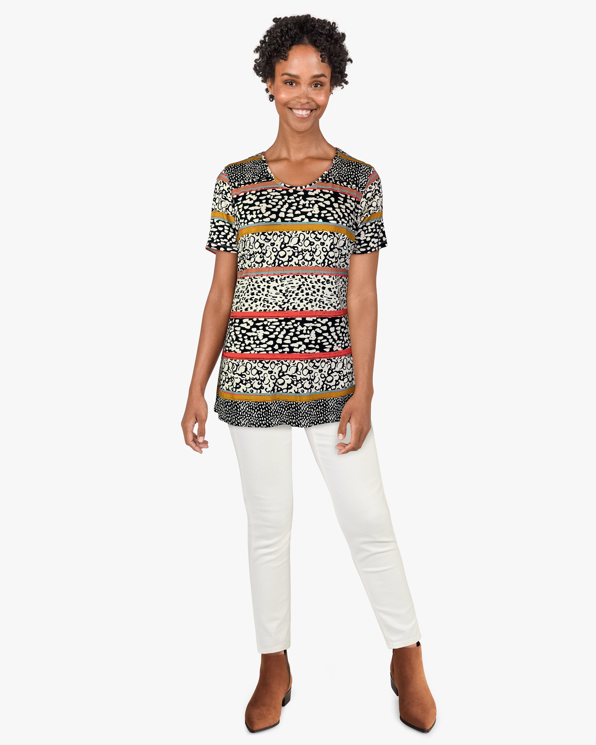 Scoop Neck Knit Printed Top (D26271) S/S