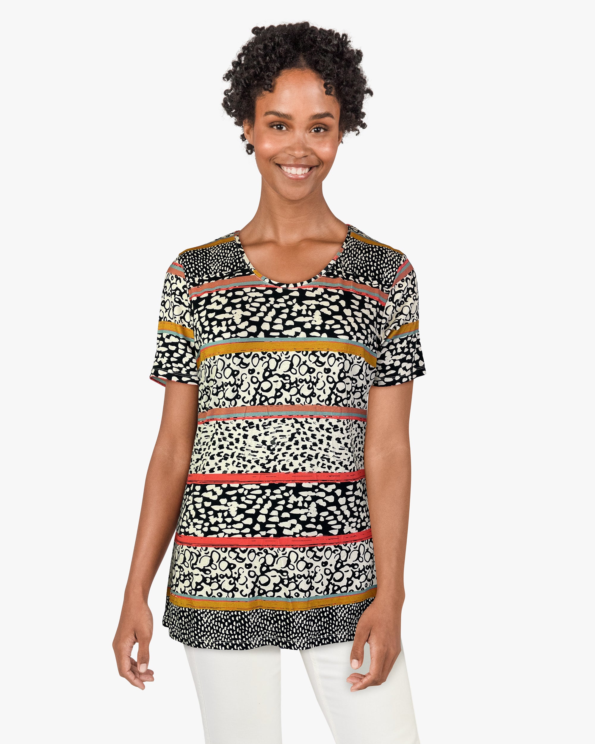 Scoop Neck Knit Printed Top (D26271) S/S