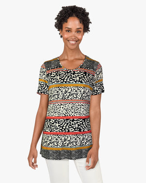 Scoop Neck Knit Printed Top (D26271) S/S