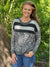 Sweater-like Print Top - Dark Grey Stripe Flower (D90101)