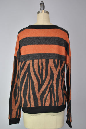 Sweater-like Yummy Top - Orange Zebra (D90101)
