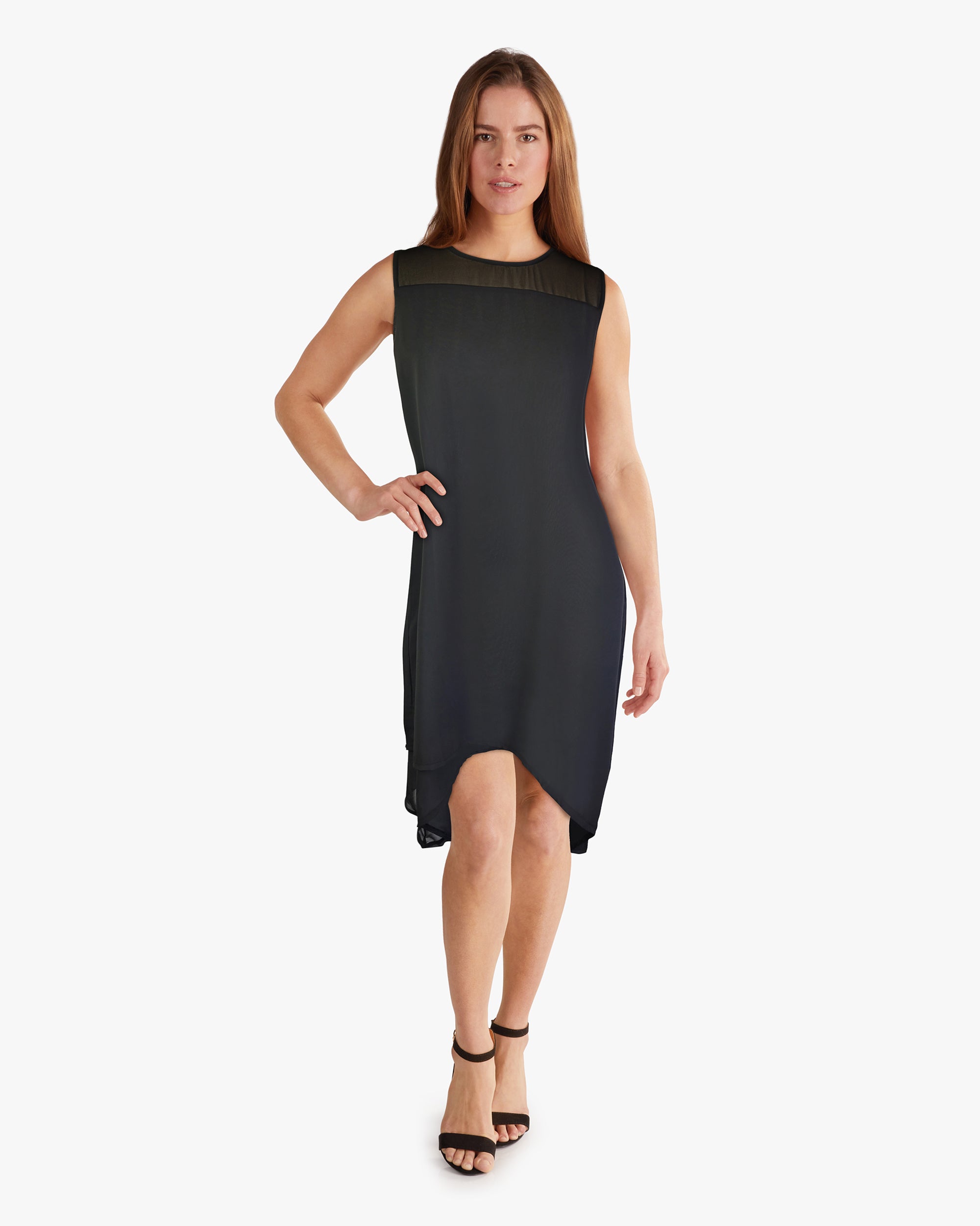 Dècoltè Sleeveless Layered Asymmetical Chiffon Midi Tunic