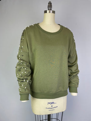 Pearl and Stud Sweatshirt (Y190727)